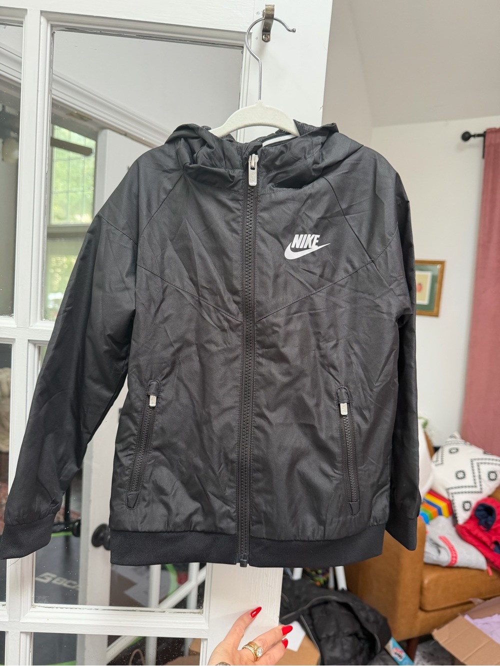 Nike Black Hooded Windbreaker Jacket, 4T, New Without Tags